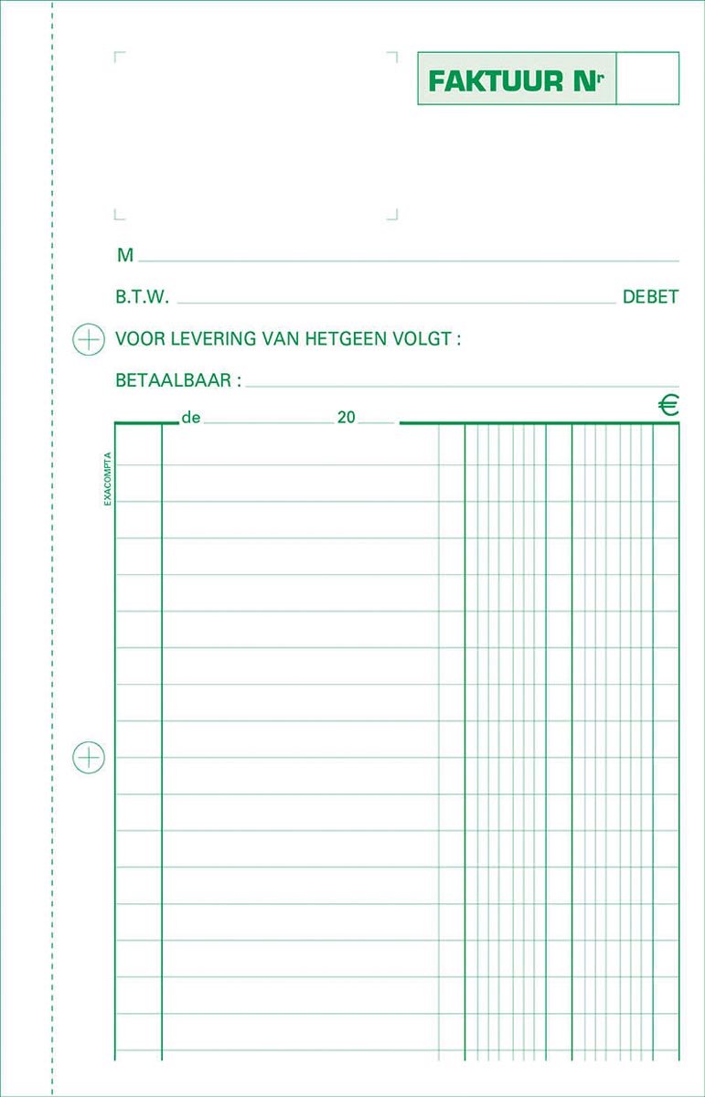 Exacompta facturen, ft 21 x 13,5 cm, tripli, verticaal, Nederlandstalig