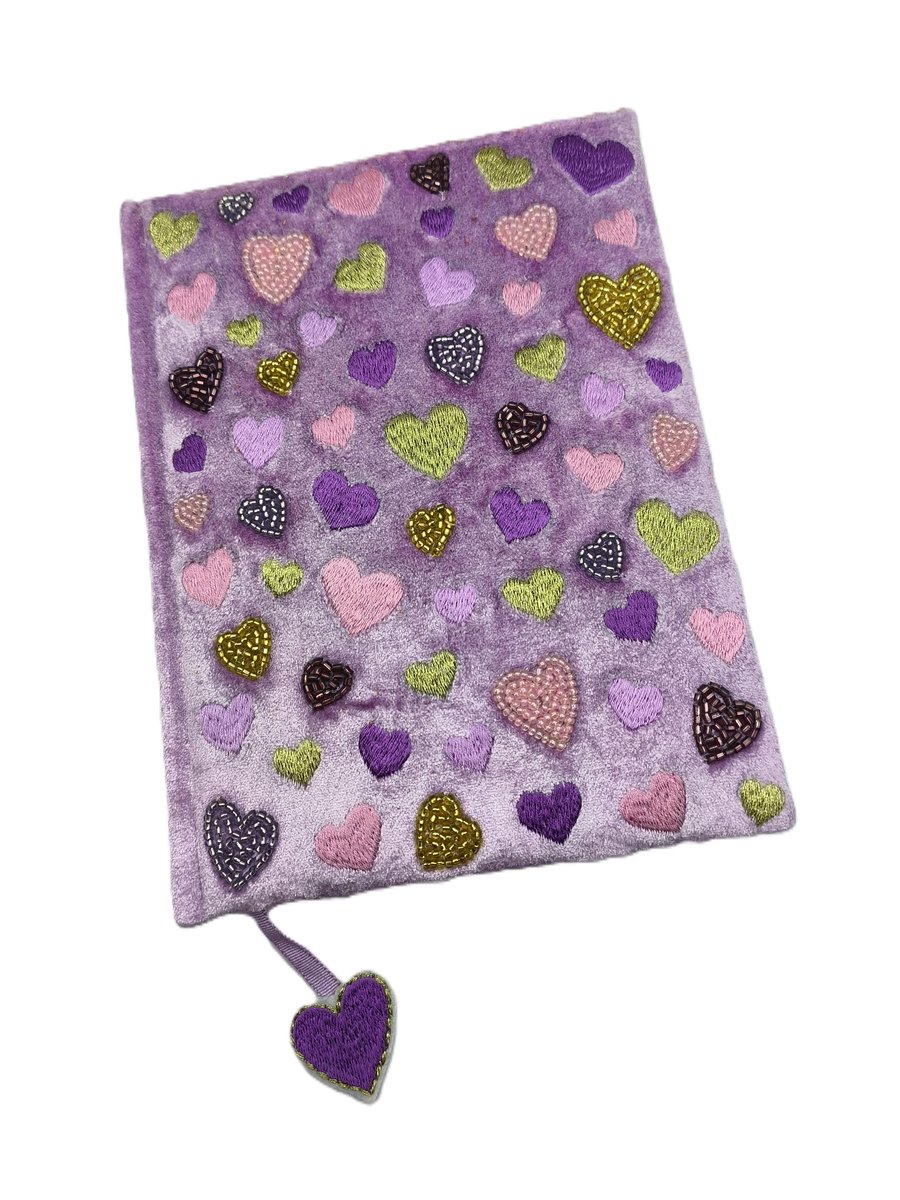 Notitieboek met Hartjes - Fluweel Notitieboek 20 x15