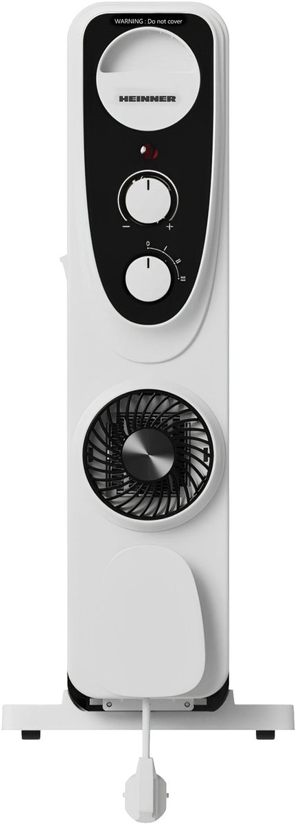Heinner Oliegevulde Radiator 2500 W – Met Ventilator – Turbo – 3 Standen – 13 Ribben – Oververhittingsbeveiliging – Omvalbeveiliging – Wit/Zwart – foto 3