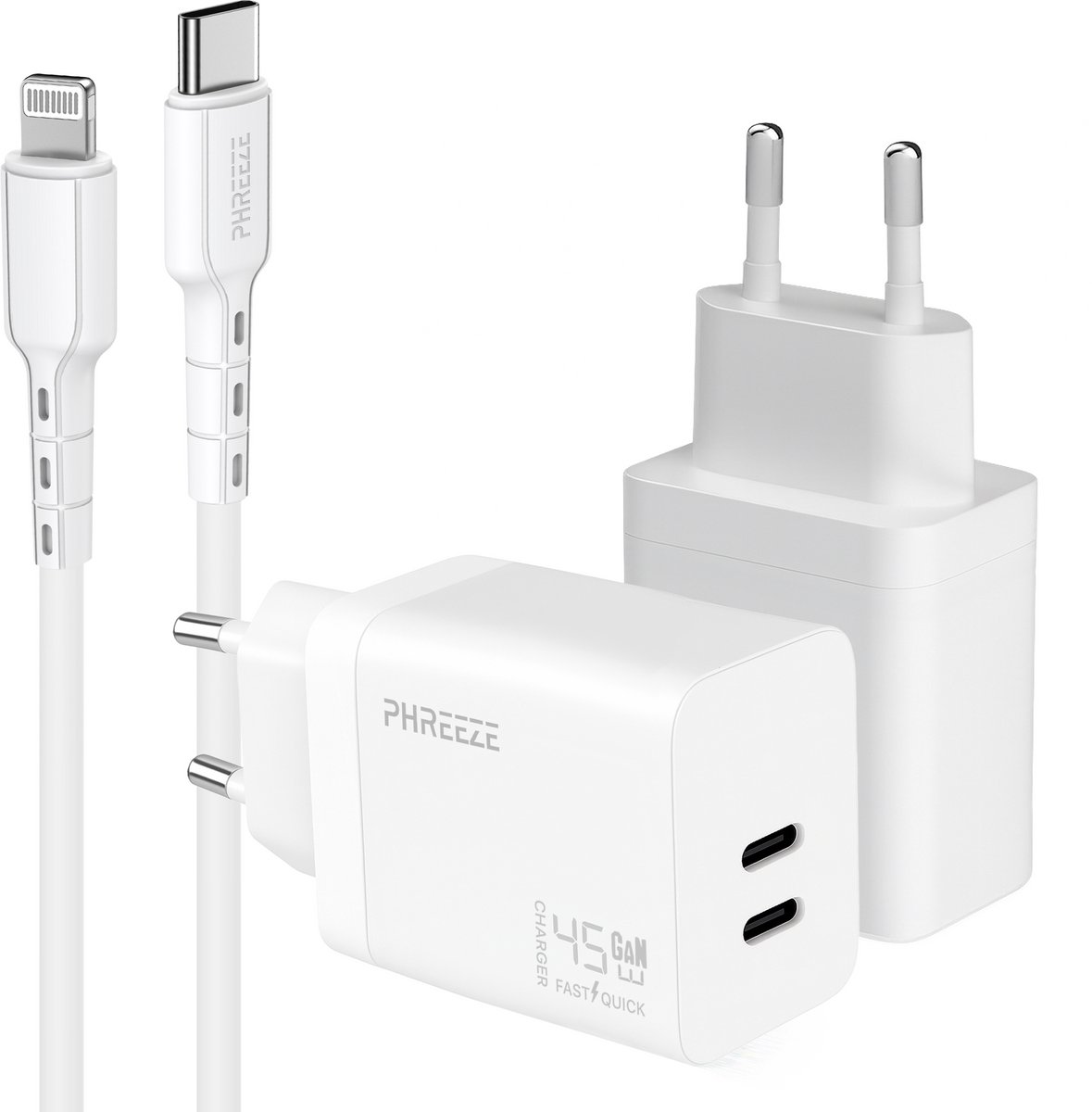Phreeze usb C oplader geschikt voor iPhone en iPad met Lightning kabel - Snellader