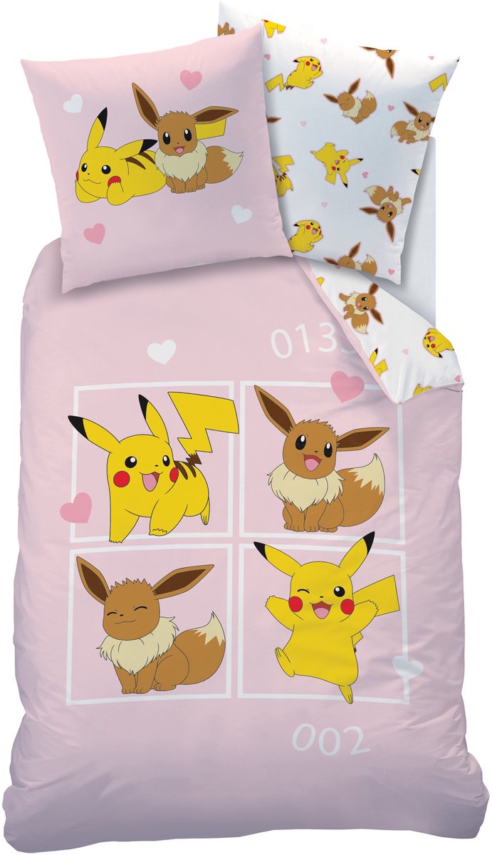 Pokémon Dekbedovertrek Evoli - 140 x 200 + 63 x 63 cm - Katoen