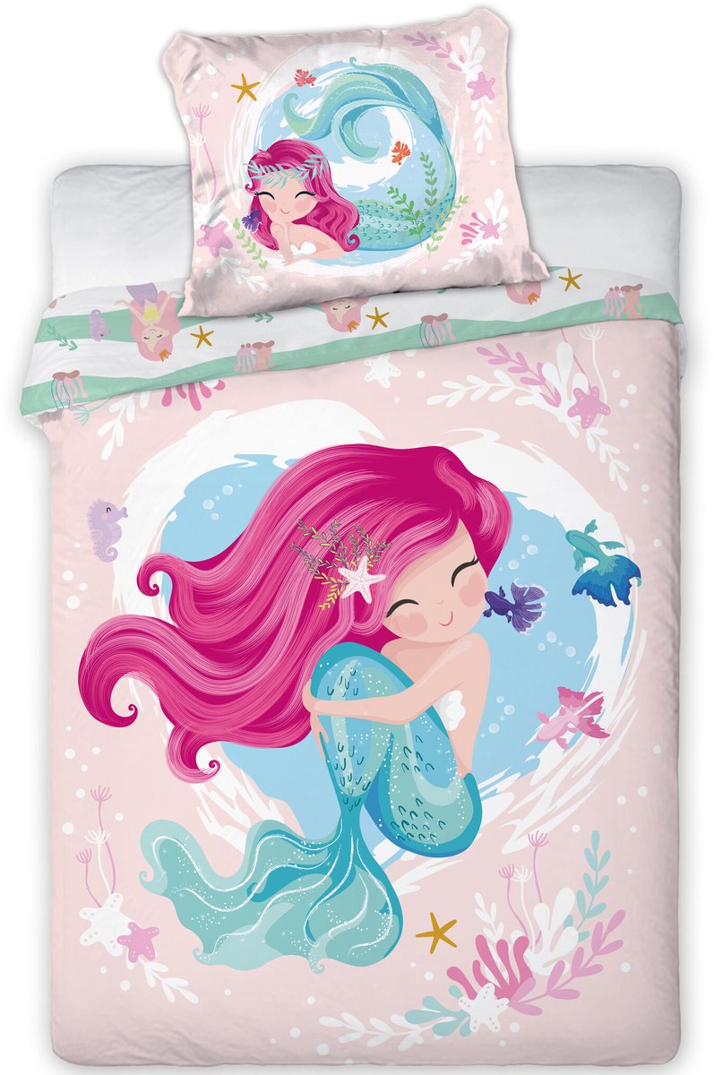 Cuddles BABY / Peuter dekbedovertrek, Zeemeermin - 100 x 135 cm / 40 x 60 cm - Katoen