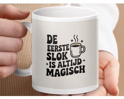 Mok De Eerste Slok Is Altijd Magisch, Koffiemok, Cadeau, Koffieliefhebber, Retro Mok, Grappige Mok, Koffie Mok, Cadeau Idee