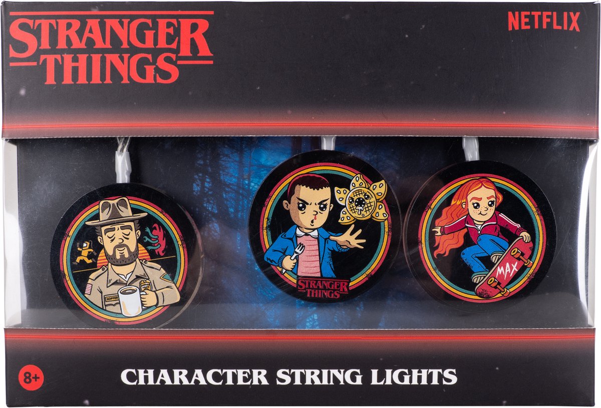 Stranger Things - lichtsnoer - met personages - 9 lampjes - 3,15 meter lang - USB-C