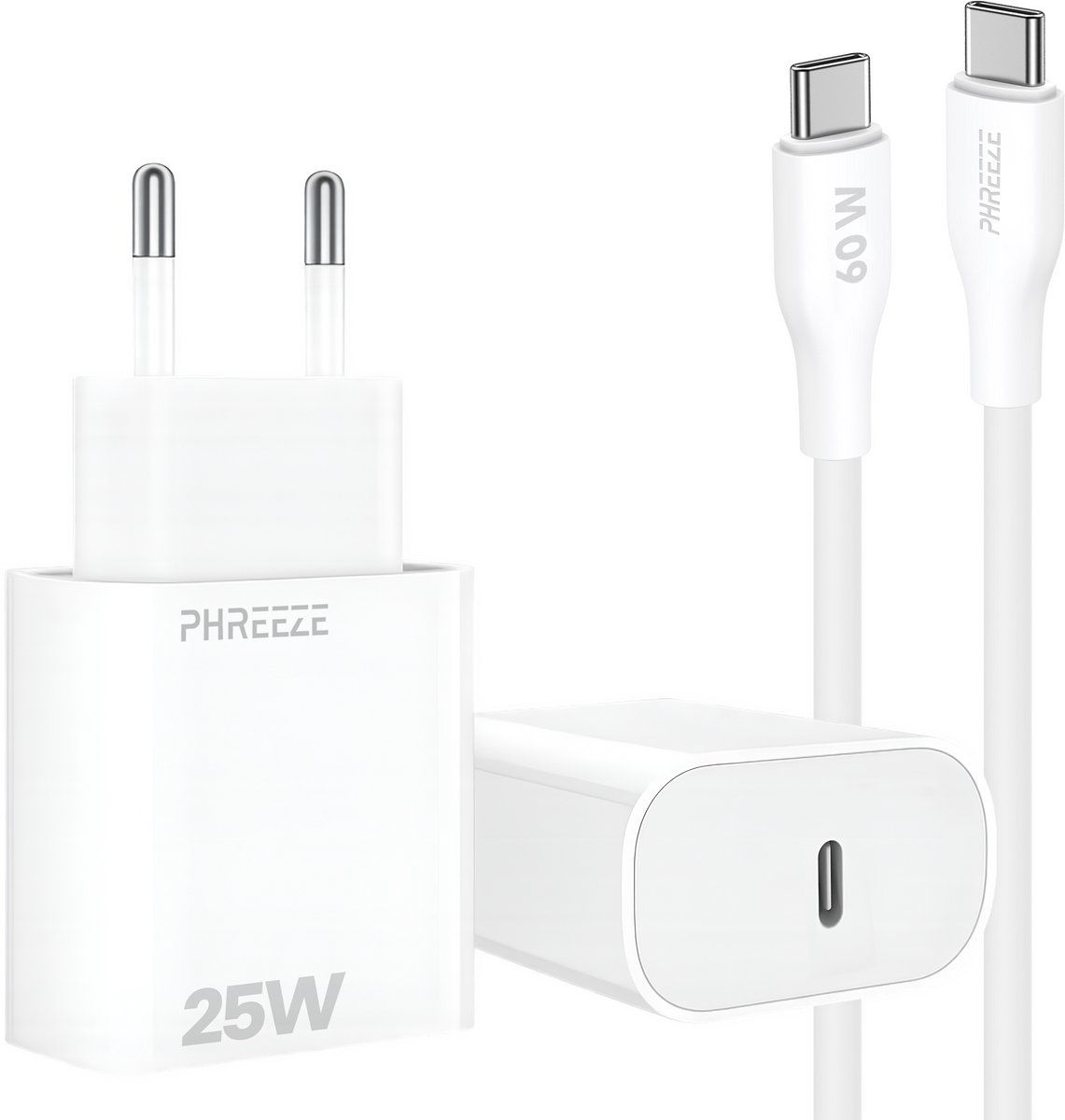 25w usb C adapter met usb C kabel 1 meter - Snellader voor A56 A55 A54 A53 S25 S24 S23 S22 S21 S20