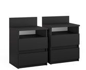 Vicco Table de chevet Monty, Zwart/ Zwart, 39,6 x 59,1 cm Set de 2