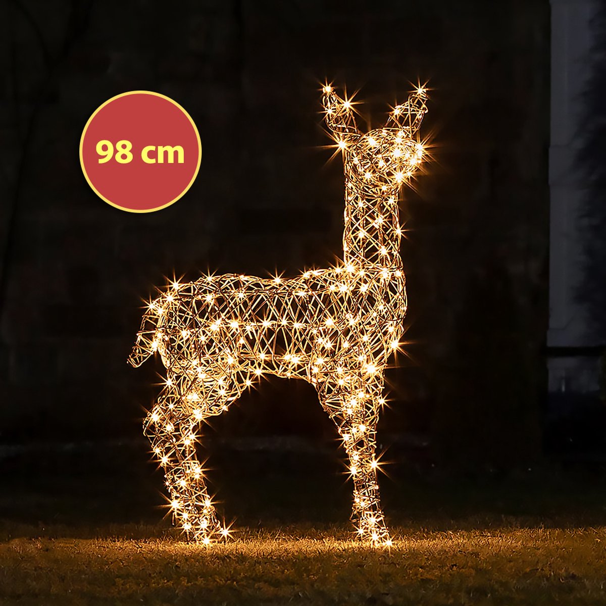 Royal Christmas - Rendier met verlichting 200 warm LED - 98 x 80 x 20 cm - Binnen / Buiten