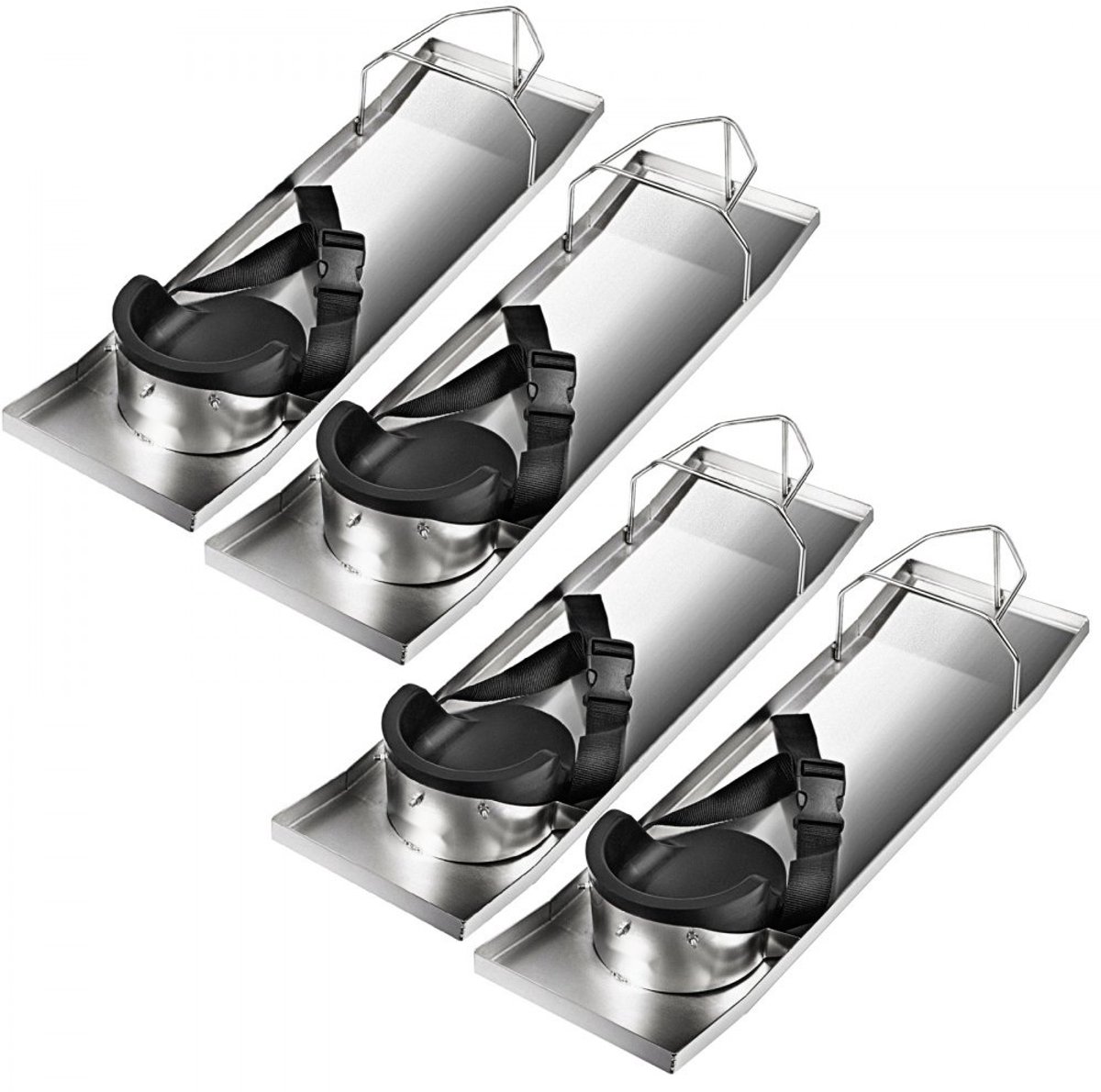 Knieplanken voor beton - RVS knieglijplanken 70 x 20 cm - Set 2 stuks - Schuifbaar - Inclusief kniebeschermers - Met plankriemen - Voor cement- en betonafwerking