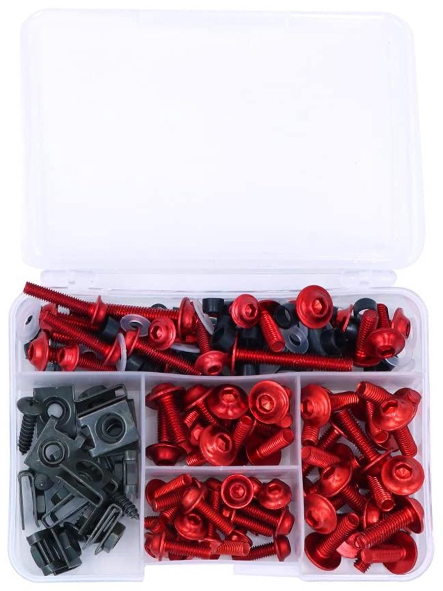 EGoods - Motorfiets Sportbike Compleet Bevestigingsmiddelen Set - Rood - 177 stuks
