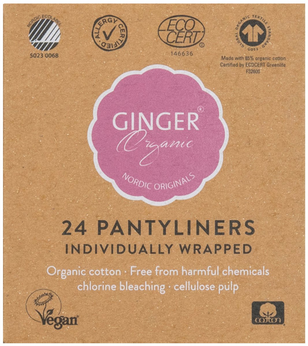 Ginger Organic inlegkruisjes individueel verpakt - 120 stuks - 5 x 24 stuks - 100% puur biologisch katoen