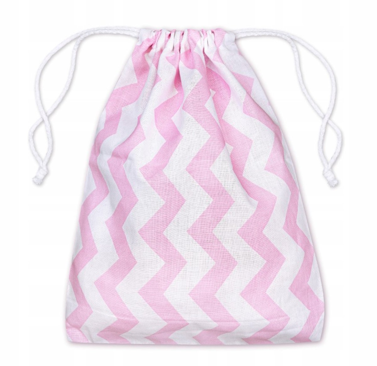 Katoenen Zakje 15x35cm Zigzag Wit-Roze 145g voor Kleine Spulletjes