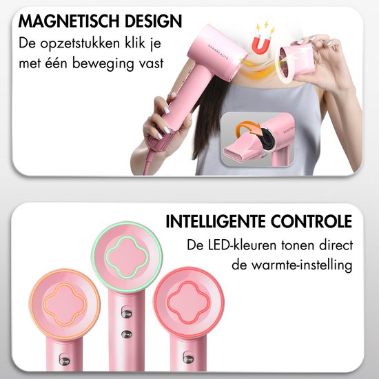 Sansbeauté® Föhn met Diffuser - Krullen - 110.000RPM - Ionische Haardroger met Borstel - 3 Standen - 3 Opzetstukken - Reisföhn - Sèche Cheveux - Krul Feun Set - Haarföhn met Defuser - Hair Blow Dryer - Kappersfohn - 2000W