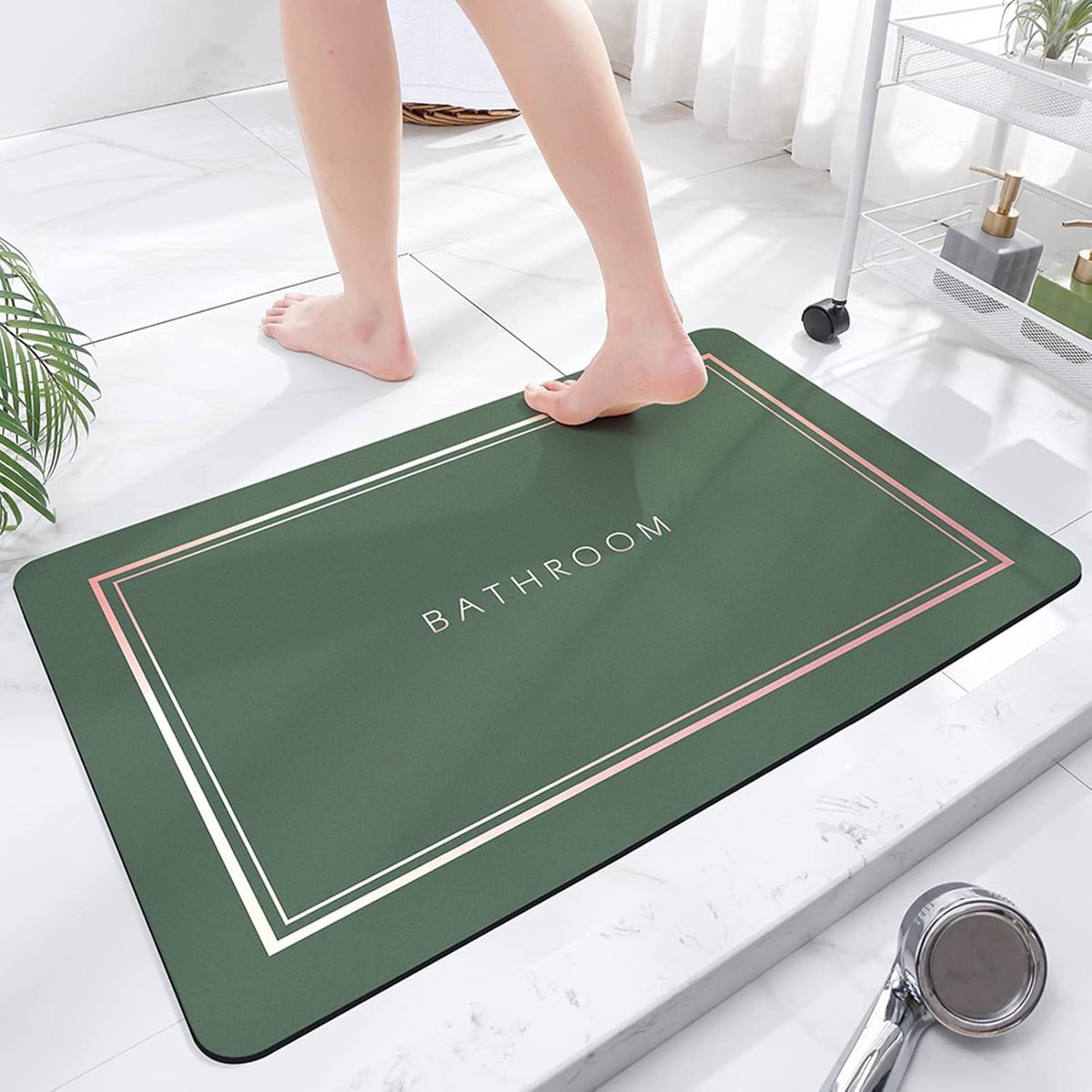 Stunq® Super Absorberende Vloermat, Sneldrogende Badkamermat, Antislip Deurmat voor Thuisgebruik, Eenvoudig te Reinigen, Groen, 50 x 80 cm