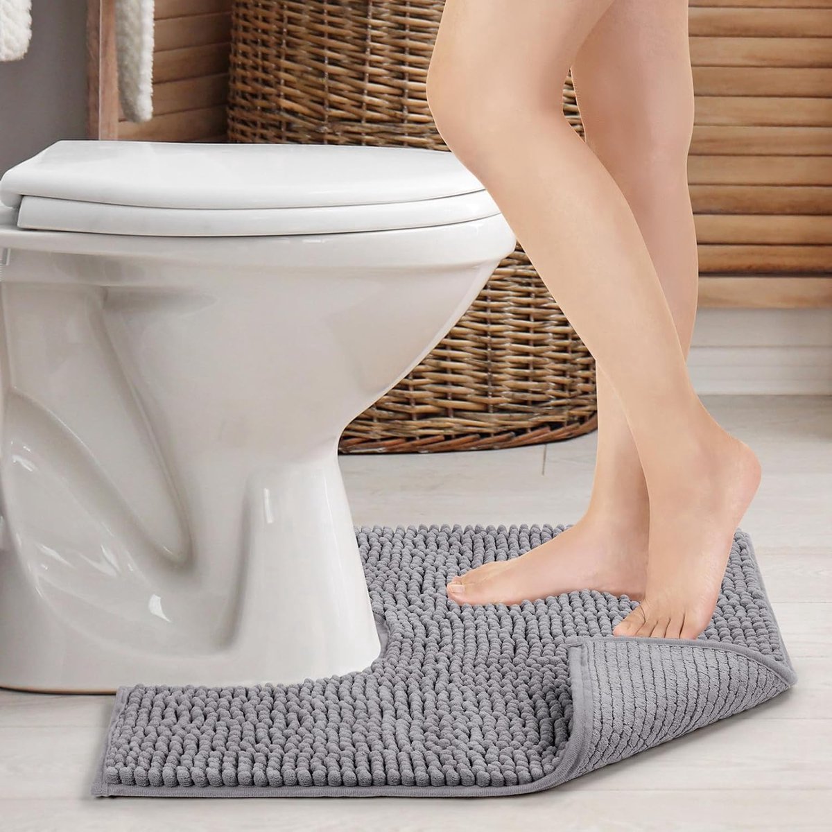 Stunq® Superzachte en Absorberende Badmat met Antislip U-Vorm 51 x 51 cm Grijs