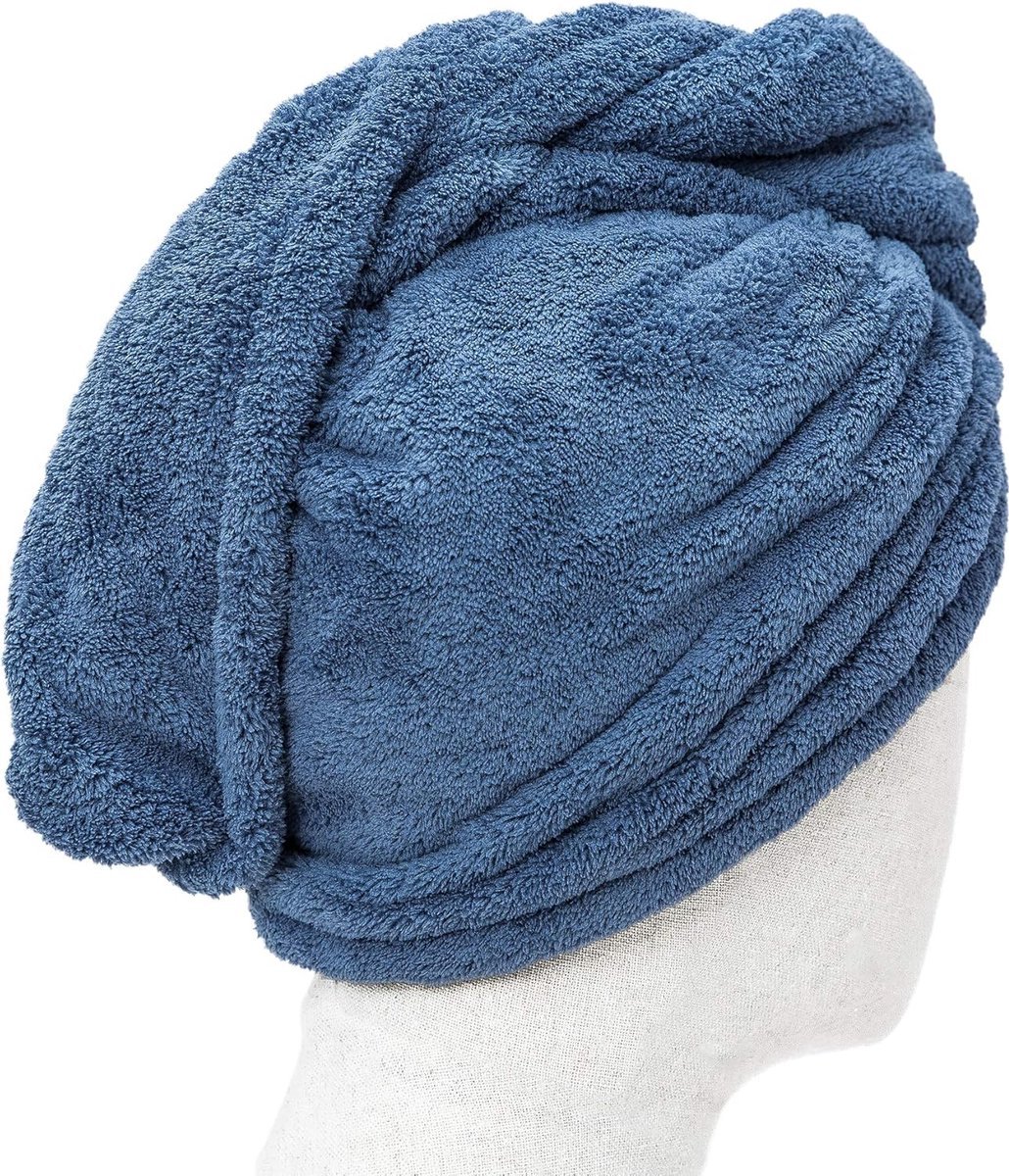 Stunq® Super Absorberende Microvezel Handdoeken voor Vrouwen, Sneldrogend, Anti-Pluis Haarturban, Set van 2, 25 × 70 cm, Koningsblauw