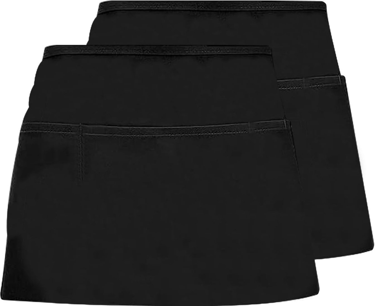 Stunq® Stijlvolle Zwarte Halflange Schorten met Brede Zakken - Set van 2 voor Keuken, Tuin en Horeca