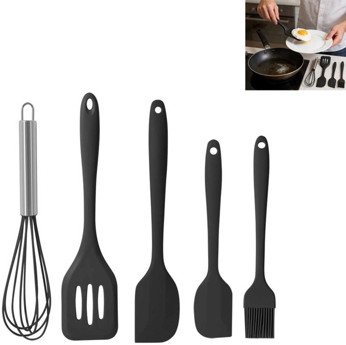 5 Delige Spatel set -Spatels - Spatel silicone Spatels, scheplepels & gardes - Siliconen s