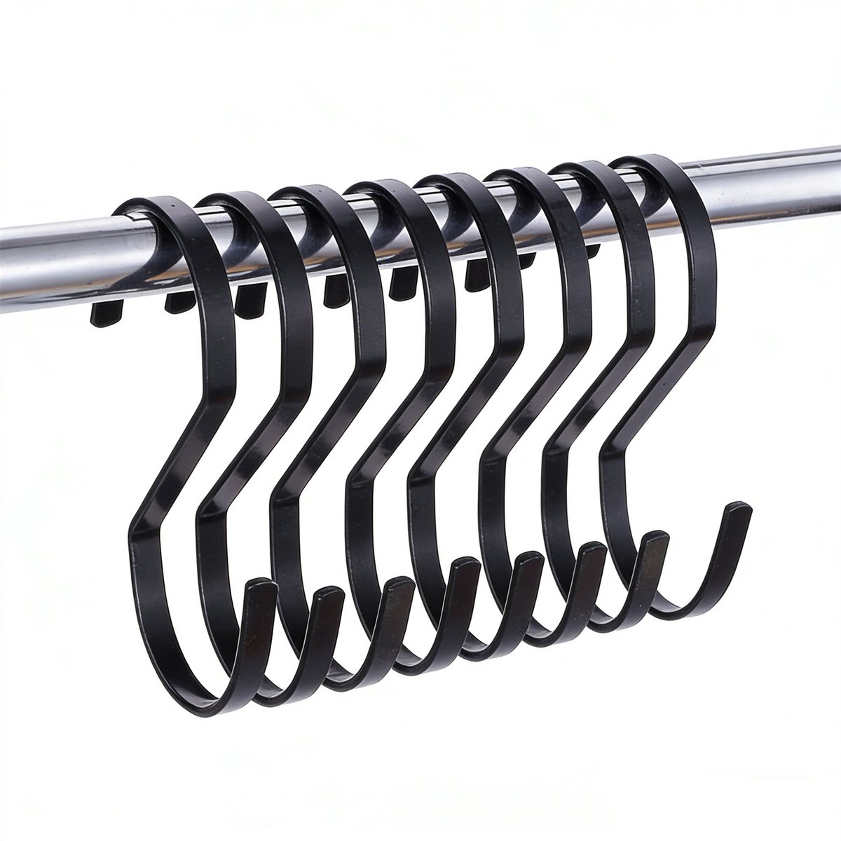 QTTVBTNA - S-vormige Haakjes - Roestvrij Staal - 10 cm - Hangende Ophanghaakjes - Keuken, Badkamer, Tuin en Kledingkast - Keukengerei Organizer Haak - Zwart - 10 Stuks