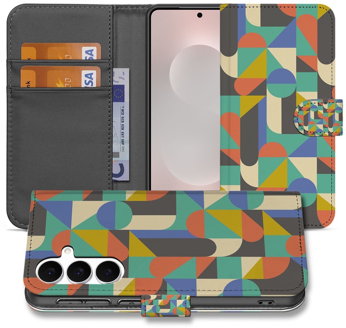 Samsung Galaxy S25 FE Bookcase Hoesje Funky Retro Pasjes Kunstleer