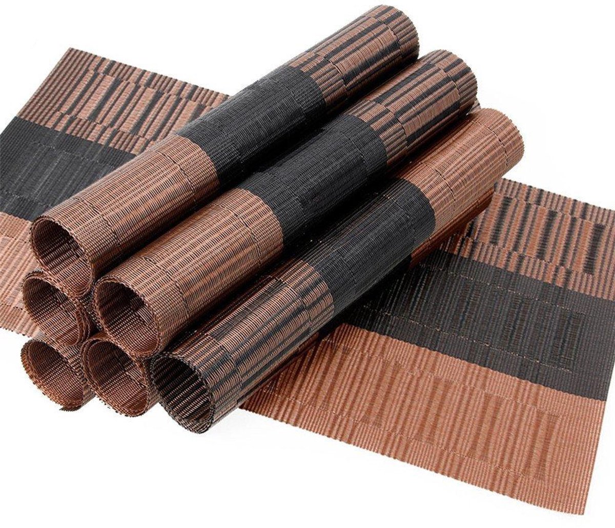 Plaatsmatten - Set van 6 - Niet-glijdend en Afwasbaar - 30x45 cm - Voor Keuken - Zwart