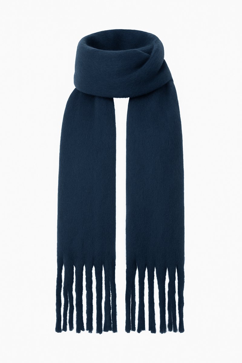 Hidzo Sjaal – Donkerblauw – Dikke Zachte Wintersjaal – 240×40 cm – Lange Warme Sjaal voor Dames