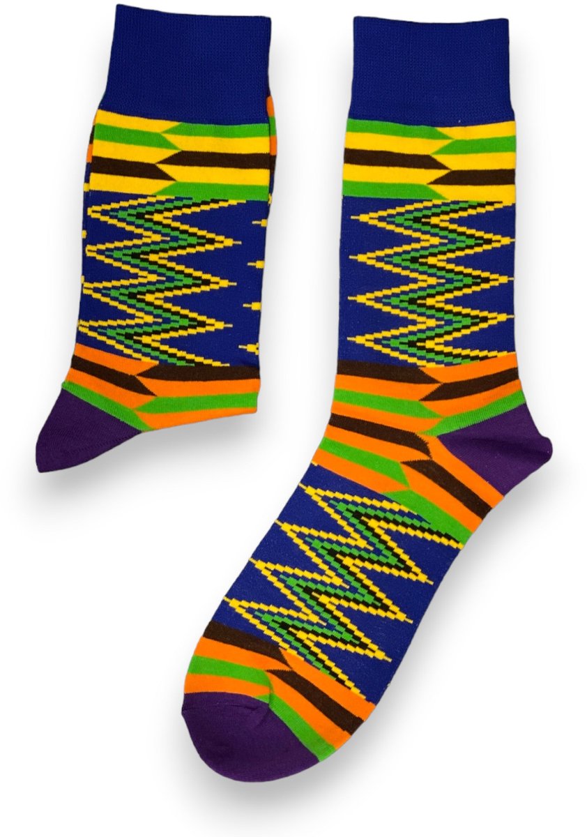 Afrikaanse sokken / Afro sokken / Kente sokken - Blauw - Afrika print kousen / Happy Colorful Socks / Vrolijke sokken Maat 41-46