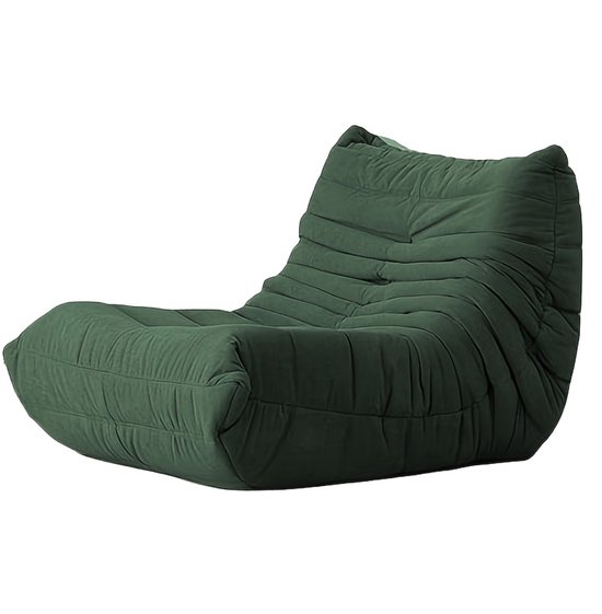 Re-purelife® Ergonomische Beanbag Stoel - Met 5-Zone Lichaamsondersteuning - Hoogwaardige Suède Stof & Dikke Vulling - Compact Design - 100*90*67 cm - Groen
