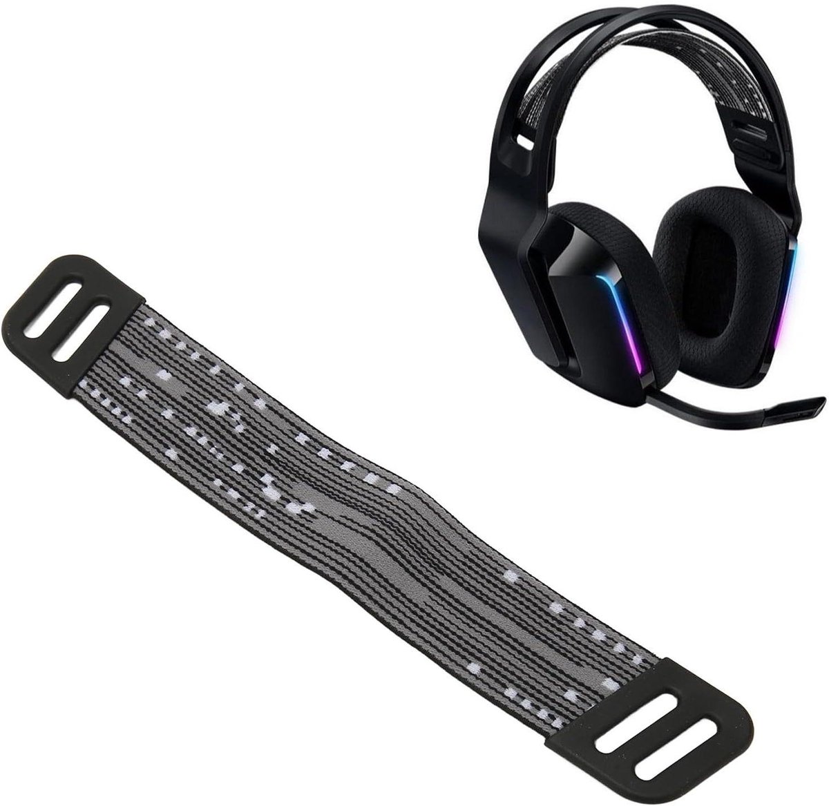 Vervangende Hoofdband Riemen voor Bekabelde Gaming Headset (Zwart grijs) - Comfortabele Hoofdtelefoon Accessoires met Verstelbare Pasvorm