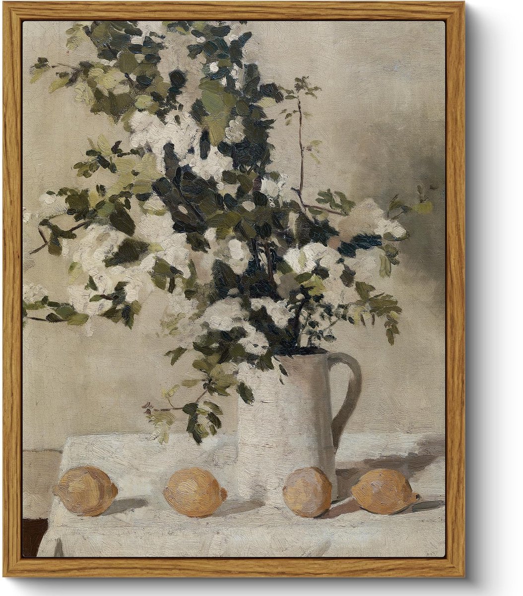 Stunq® Vintage Bloemen Canvas Schilderij met Lijst voor Elegante Wanddecoratie in Huis