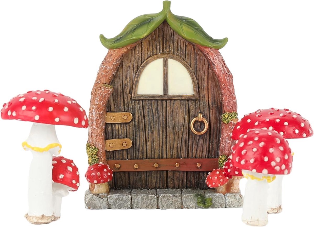 Stunq® Betoverende Miniatuur Deur voor Tuin Elfjes en Kabouters - Magische Decoratie met Gloei-effect
