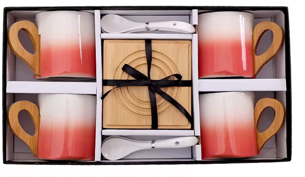 Luxe 12-delige Kopjesset – Rood - Perfect als Cadeau!