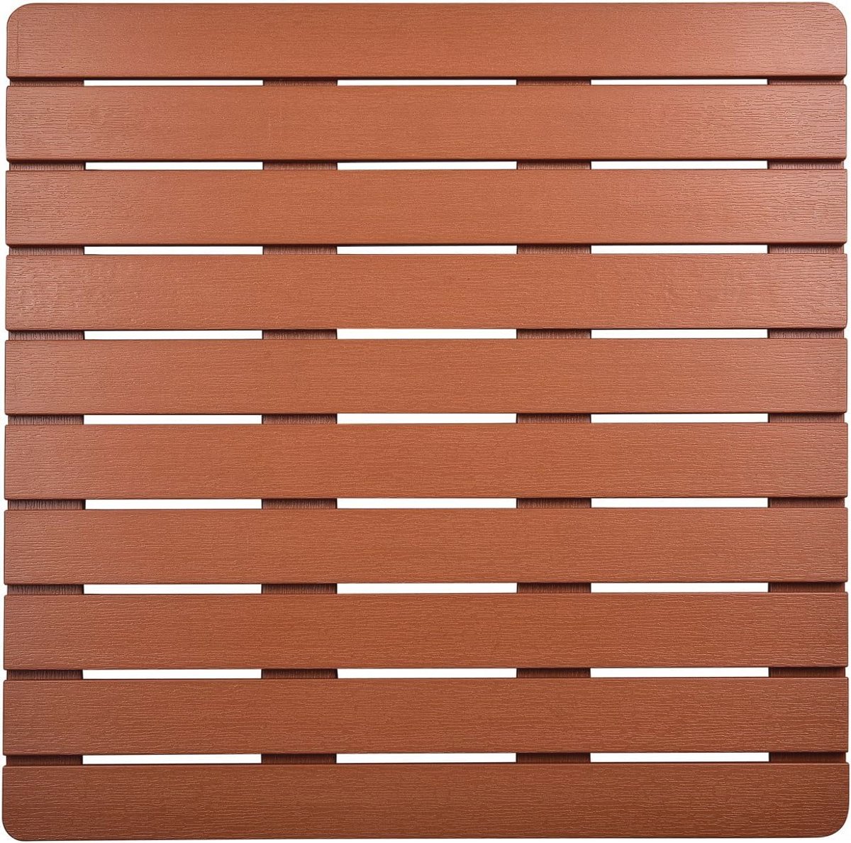 Grote Non-slip Badkuip Douche Vloermat met Afvoergat - PVC Hout - 21.8" x 21.8"