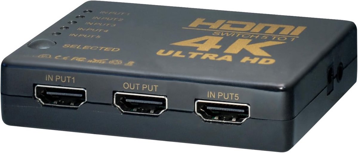 5-Poorts HDMI Schakelaar met Infrarood Afstandsbediening