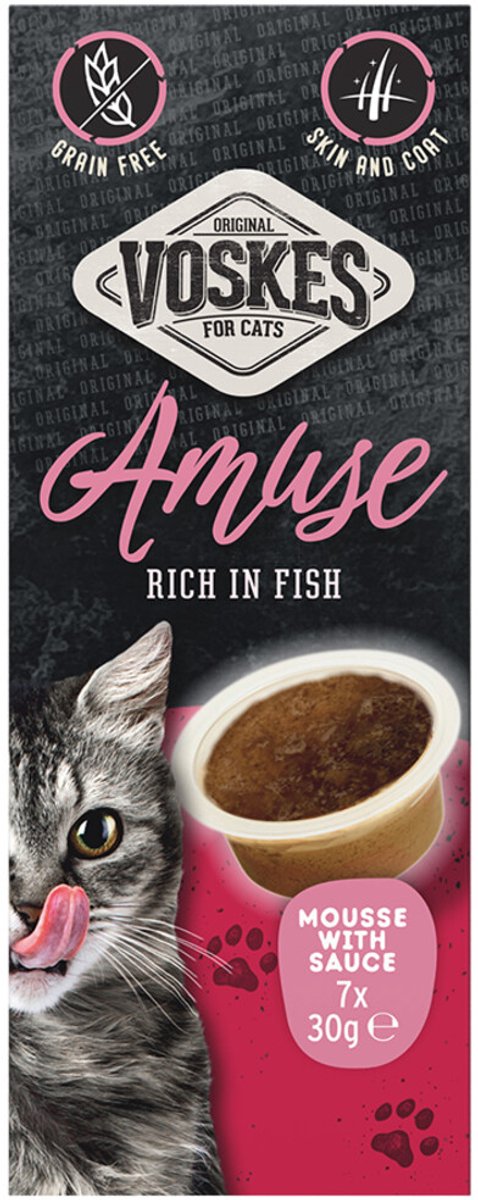Voskes Kattensnack Mousse Vis in Saus - 8 x 7x30 gr - Voordeelverpakking