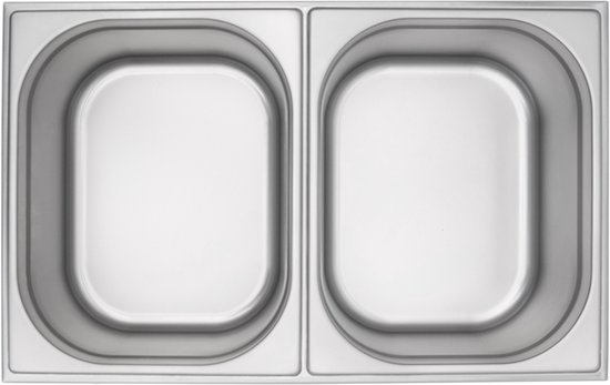 HCB® - Professionele Horeca Bain marie - 2 x 1/2 GN - 230V - RVS / INOX - Buffetwarmer Elektrisch - 35.5x60x26 cm (DxBxH) - 9 kg - 1428 — afbeelding 2