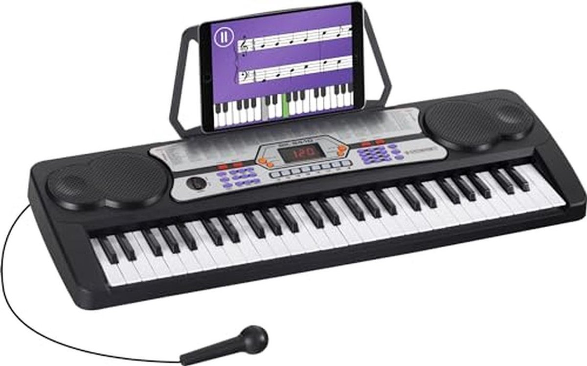 Toetsenbord met 54 toetsen en microfoon voor kinderen en beginners, inclusief LCD-display, 255 geluiden en ritmes, leermogelijkheden