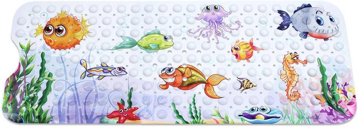 Kleurige Antislip Badmat voor Kinderen met Zuignappen - Extra Lange Douchemat 100x40cm