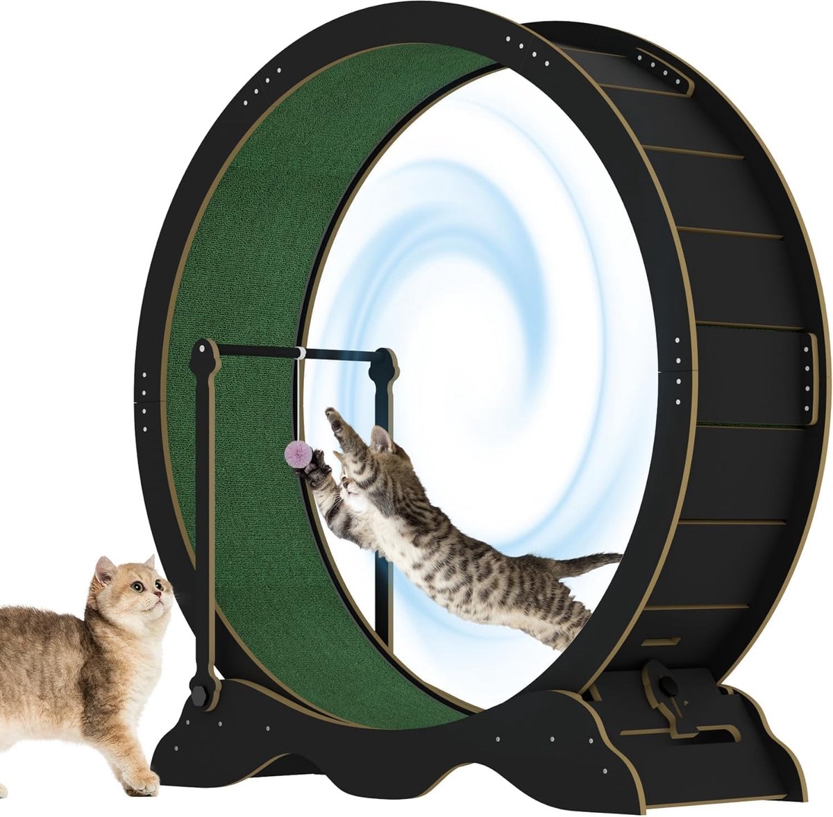 Katten Loopwiel - Looprad voor Kat - Wiel voor Katten - Kattenwiel - Cat Wheel - Stevig Hout - Maat L - 114 cm - Zwart-Tot 20 kg