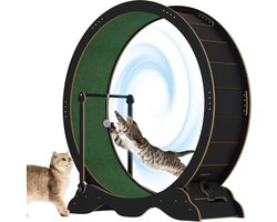 Katten Loopwiel - Looprad voor Kat - Wiel voor Katten - Kattenwiel - Cat Wheel - Stevig Hout - Maat L - 114 cm - Zwart-Tot 20 kg