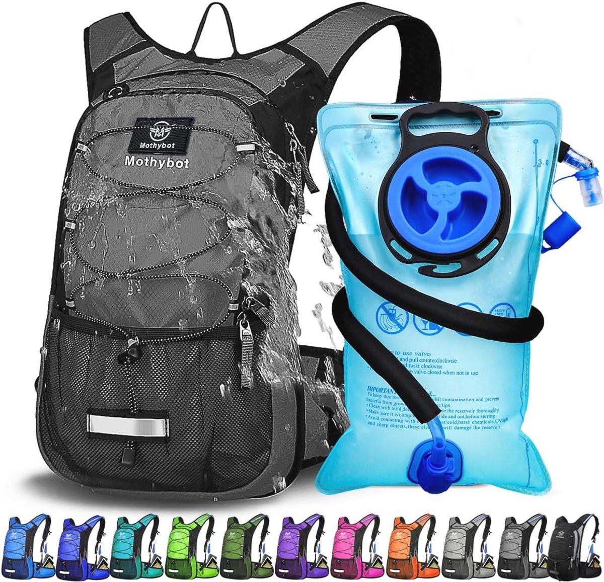 Geïsoleerde Hydratatierugzak met 3L BPA-vrije Waterzak – Lichtgewicht en Ruim voor Wandelen, Fietsen en Kamperen