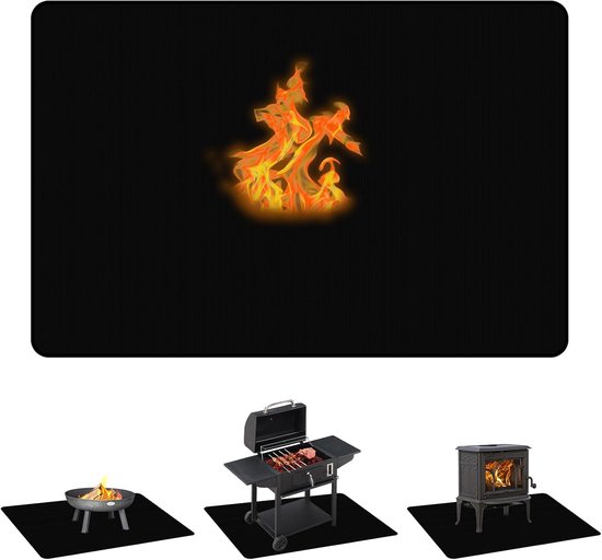 Barbecue mat- Buiten BBQ-mat - Beschermmat voor de barbecue 100 x 120 cm - Brandwerende mat - BBQ-mat - Grillmat - Brandbeveiliging - Geschikt voor buitenbarbecues, kamperen en terras - Ondermat voor de grill