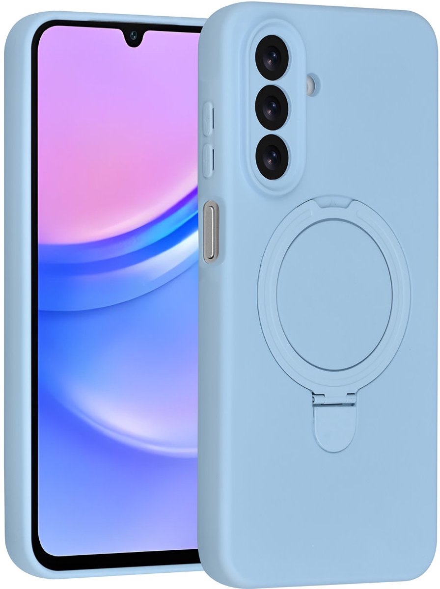 TUNIQ Back cover - Galaxy A17 - Baby Blauw - Schokbestendig - Met Ring Stand