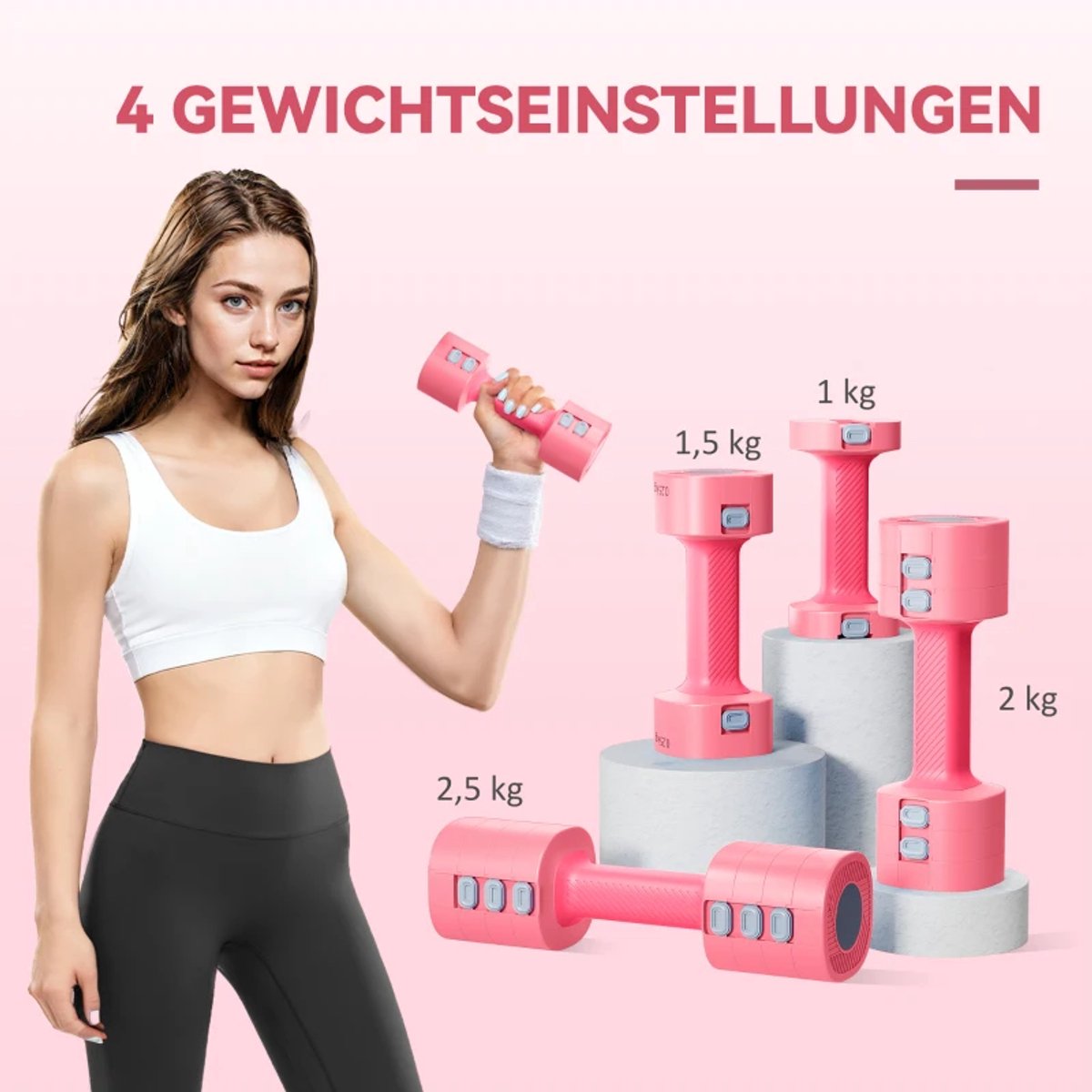 Halterset - Dumbells - Verstelbaar Gewicht - 2 x 1-2,5 kg- Dumbells set - Vierkante vorm - Veelzijdig - Gewichten Fitness - Metalen Kern - Halter set voor Krachttraining, Workout, Gym - Rood thumbnail 5