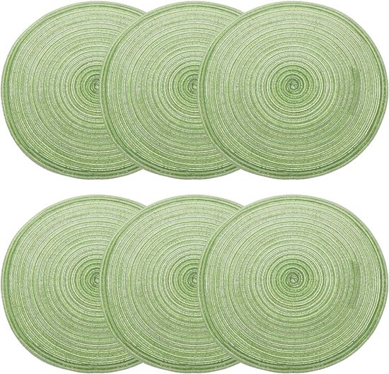 Placemats Kerst Homescapes Roze Placemats In Een Set Van 4, 40 Cm - 4x Ronde Gevlochten Bruiloft