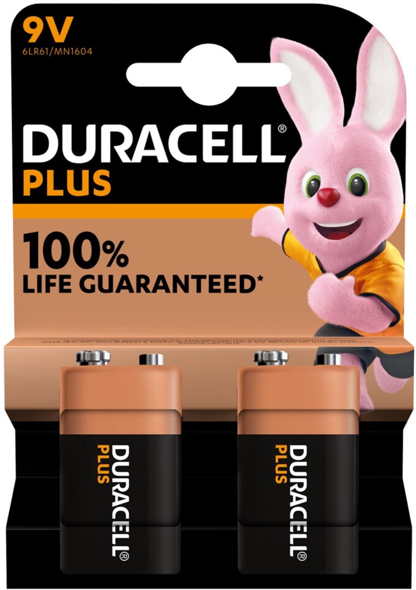 Duracell Alkaline Batterijen Plus 100 9V - 3 x 2 stuks - Voordeelverpakking