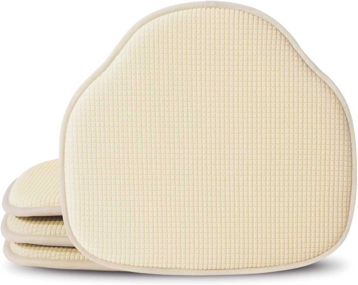 Antislip Keukenstoelkussens Set van 4 - Beige Boerderij Design voor Eetkamerstoelen - Zitkussen met Schuimvulling en Getextureerde Hoes