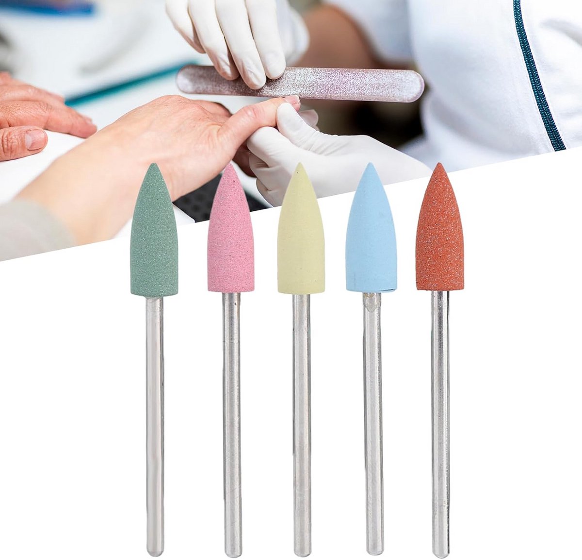 Set van 5 Siliconen Rubberen Nagelboor Bits voor Manicure en Pedicure Bewerken