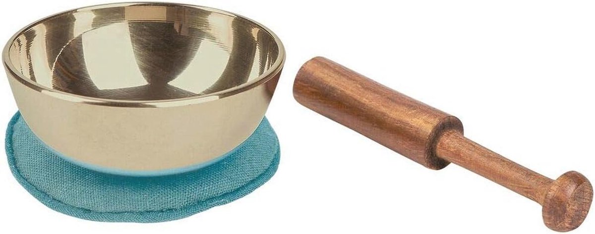 Mini-klankschaal met houten lepel en kussen - Perfect voor meditatie en decoratie
