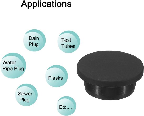 10x Flexibele Zwarte Siliconen Rubberen Stopper voor Gat van 26mm - Diameter 27mm Afdichting van Merkloos — afbeelding 3