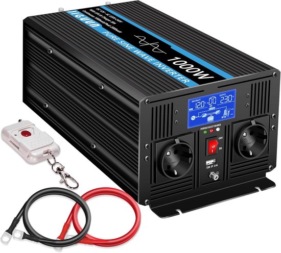 Zuivere Sinus Omvormer 1000W 12V naar 230V met 30A Lader en UPS Functie